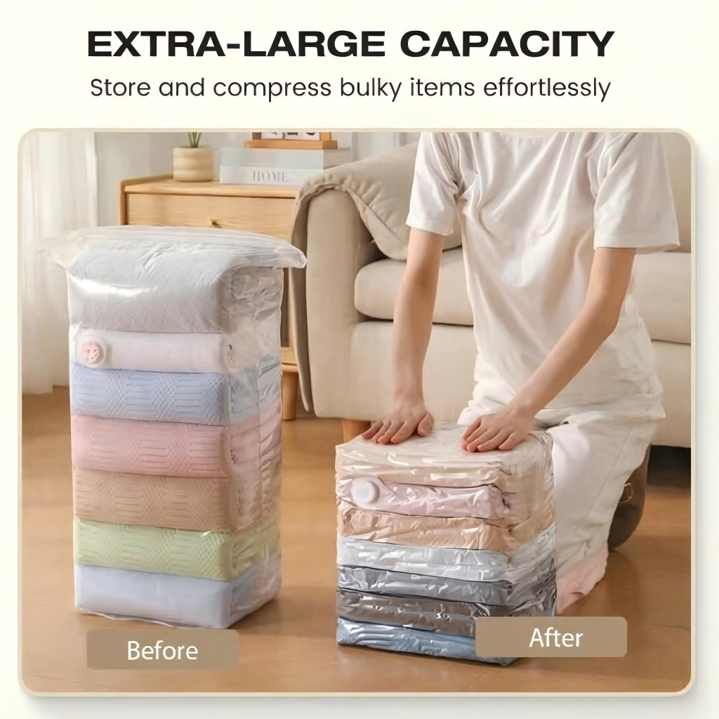 Thickened Stereoscopic No-Pump Vacuum Compression Bag