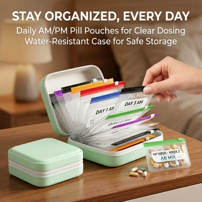 Premium Waterproof PU Travel Pill Organizer Set